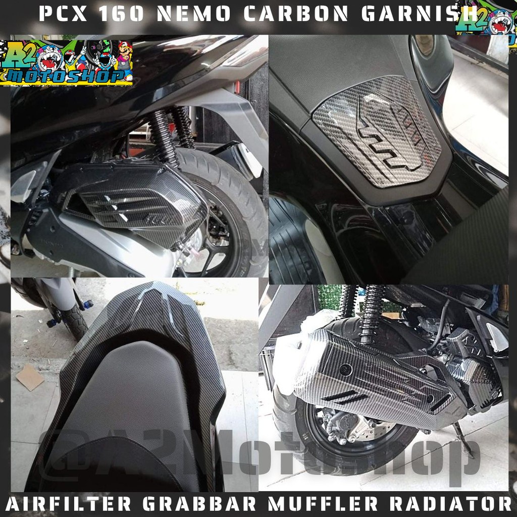 Honda Click PCX 160 Carbon Garnish Cover Air Filter Radiator Muffler ...