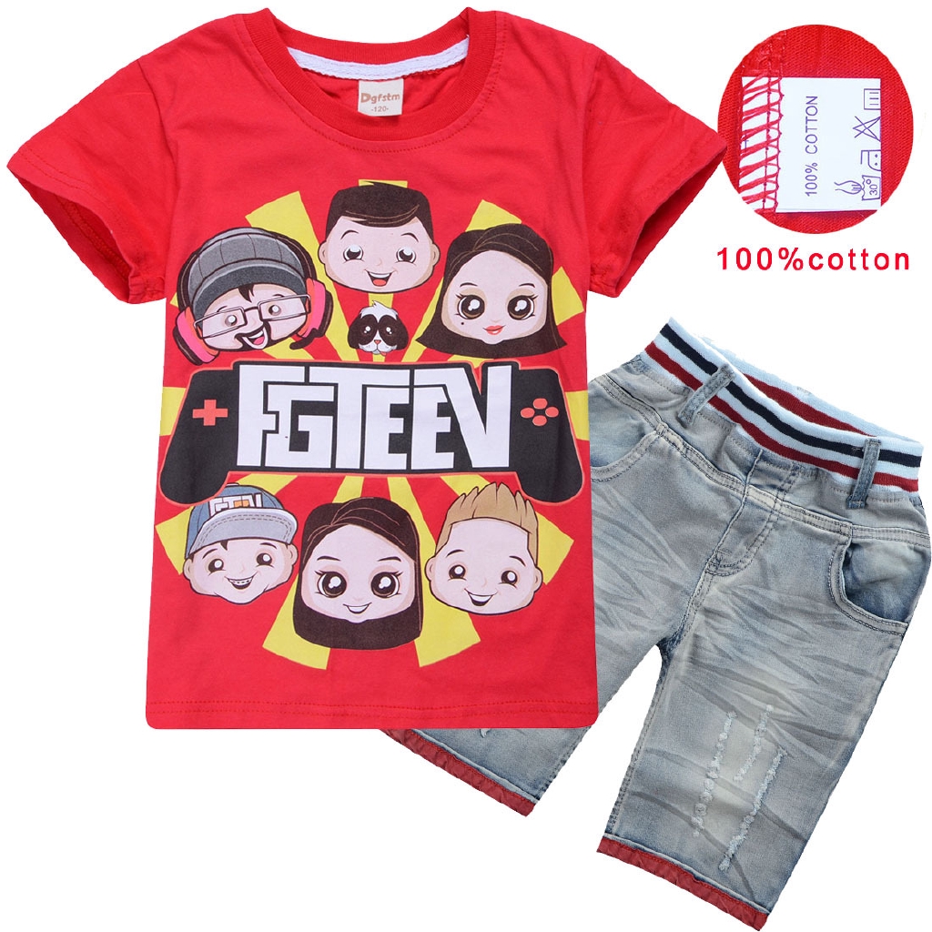 Fgteev Kids T Shirts Shorts Jeans Suit For Boys And Girls Two Piece Set Pure Cotton Ready Stocks Shopee Philippines - details about roblox fgteev childrens suit short sleeved t shirt two piece childrens casual