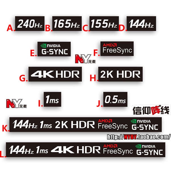 New Style 144hz Screen Sticker 240hz 4K 2K 1ms G-SYNC Notebook Desktop ...