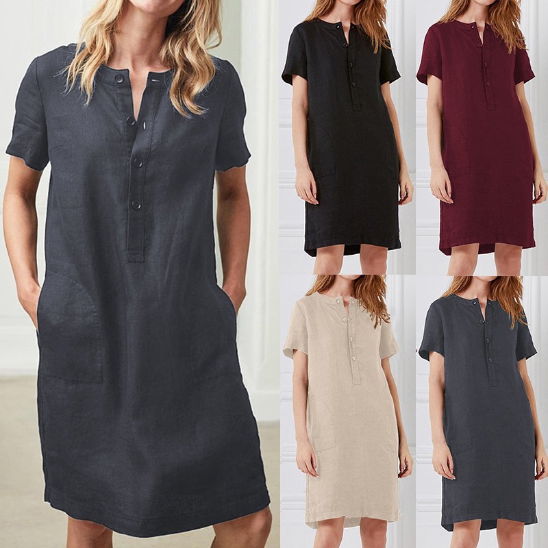 short sleeve button dress