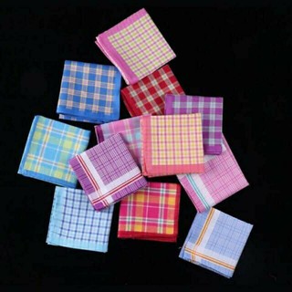 6pcs/12pcs Random Women Fashion Handkerchief Cotton Assorted Color Per Pack