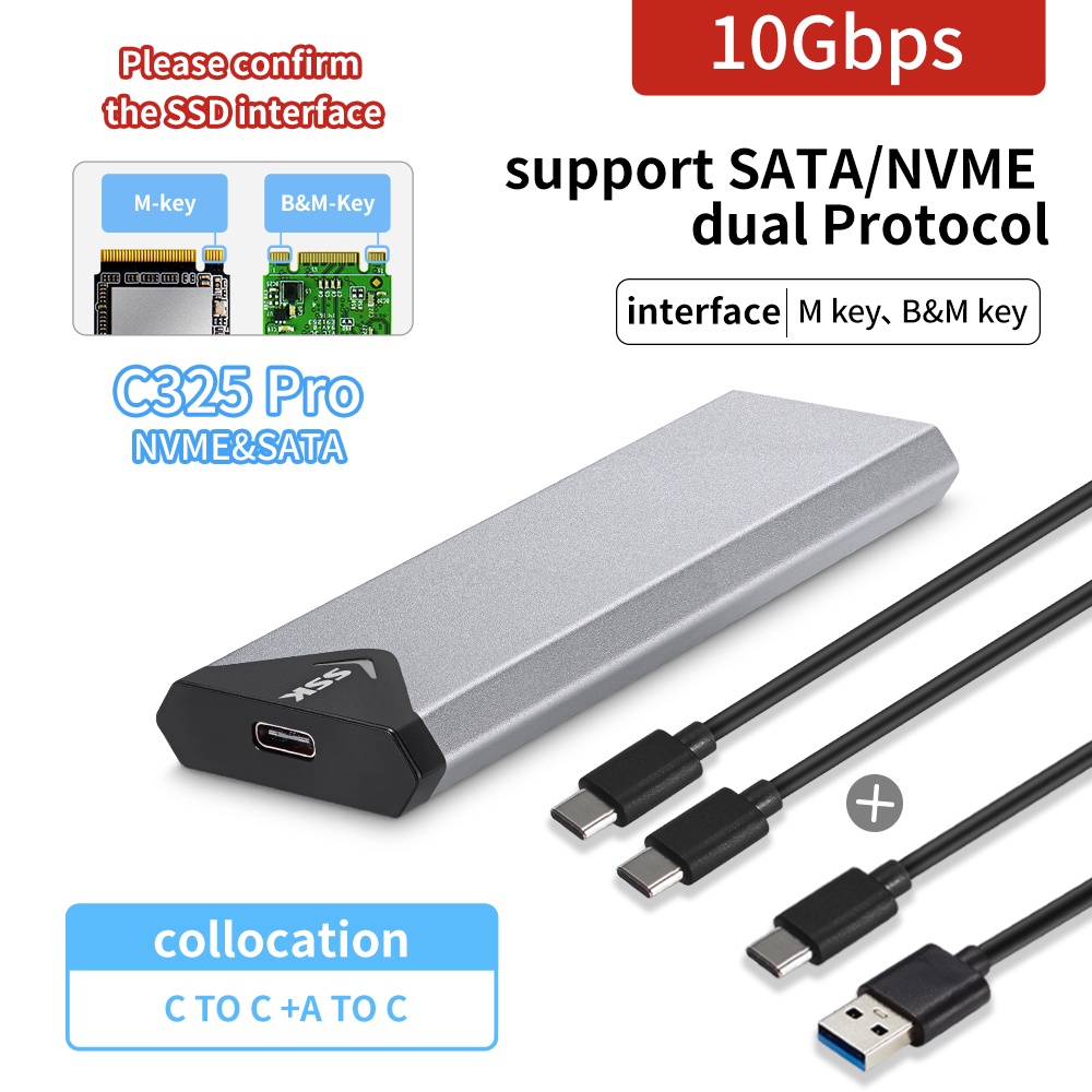 Ssk Aluminum M.2 Nvme Ssd Enclosure Adapter