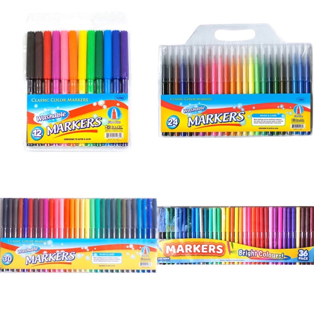 Bazic Washable Marker Coloring Pen Set Markers | Shopee Philippines
