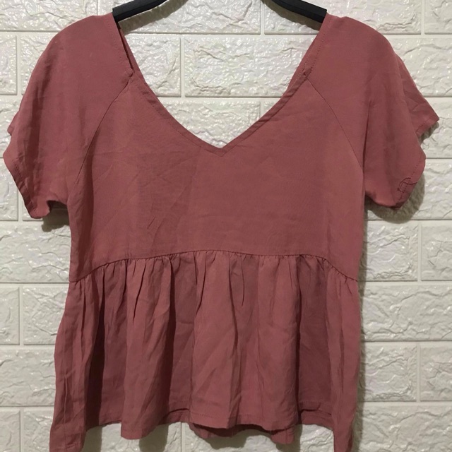 V shape neckline and back blouse | Shopee Philippines