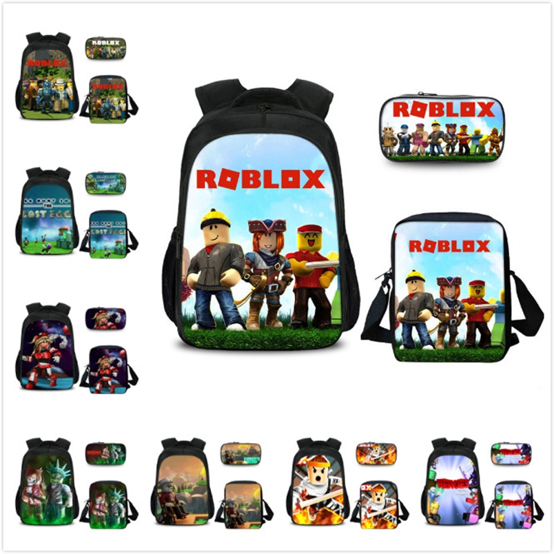Game Roblox Backpack Kids 3pcs School Bag Set Boys Gaming Bookbag Lunch Bag - roblox students backpack 3d print backpack lunch box bag and pencil bag set