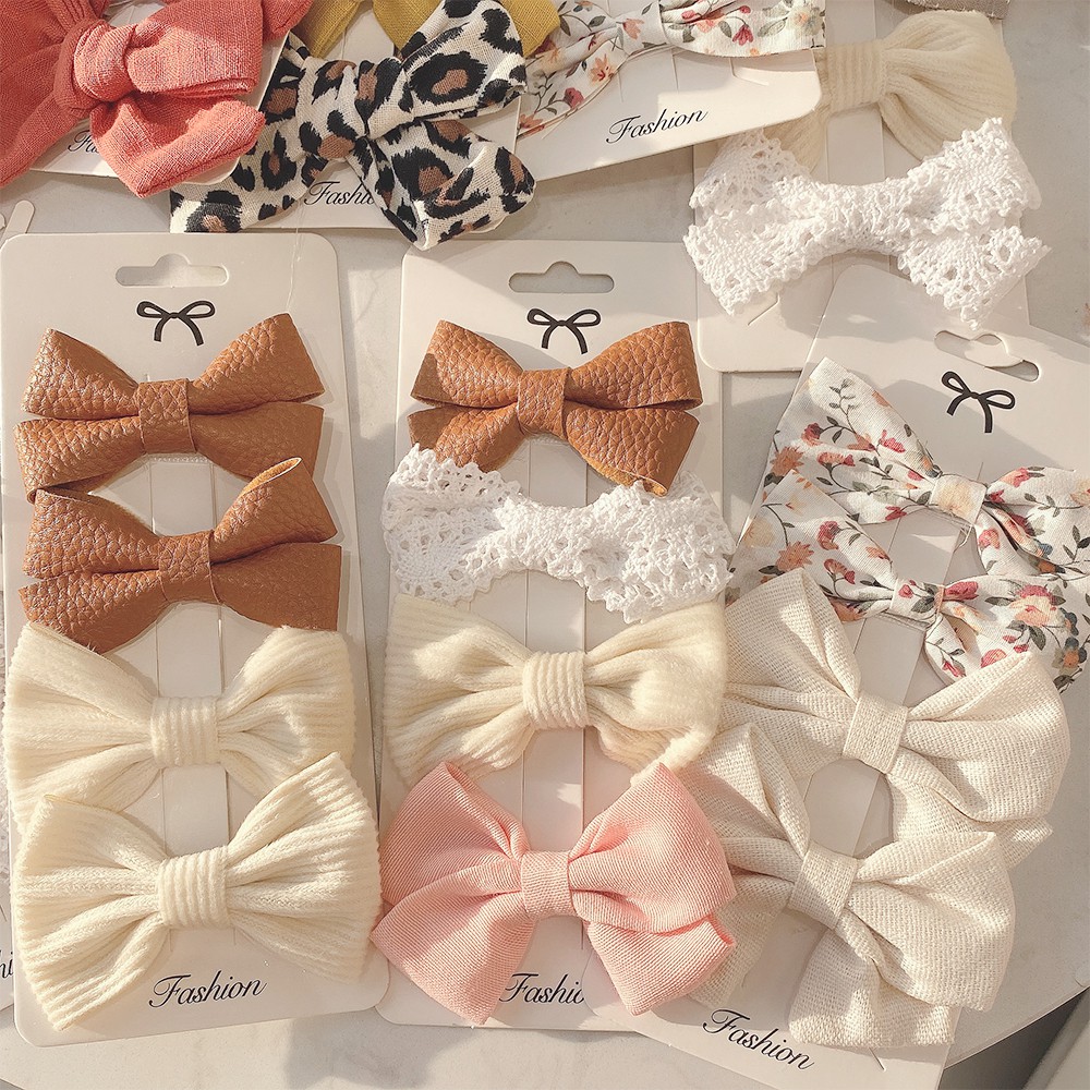 4 Pcs/ Set New Styles Leopard Hair Bows Clips Sweet Hair Accessories for  Kids | Shopee Philippines