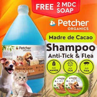 hot sell Petcher Organic Madre De Cacao Anti Tick and Flea Pet Shampoo with Conditioner 1 Gallon Bu