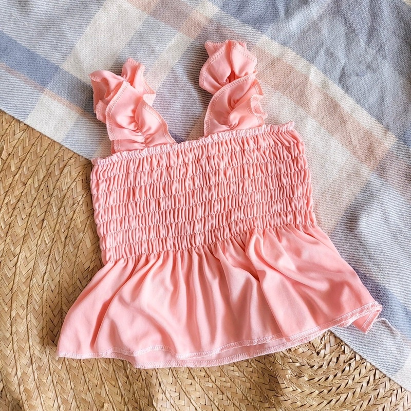 SMOCKED RUFFLES PEPLUM TOP FOR KIDS 1-3 YRS OLD