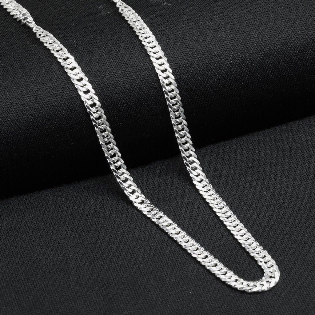 Flash Sale Double bar Necklace Genuine 92.5 Sterling Silver 22inch Mens Necklace ME008 ME009