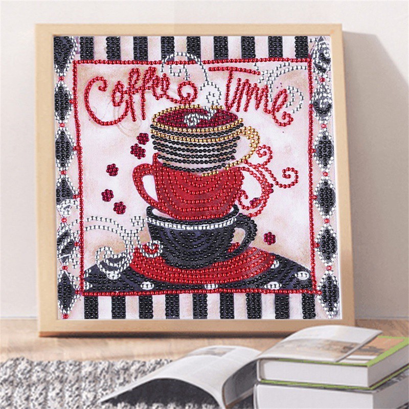 5D Embroidery Coffee Cup Pattern Cross Stitch Diy Painting Needlework Diamond Special Shape Drill Ho