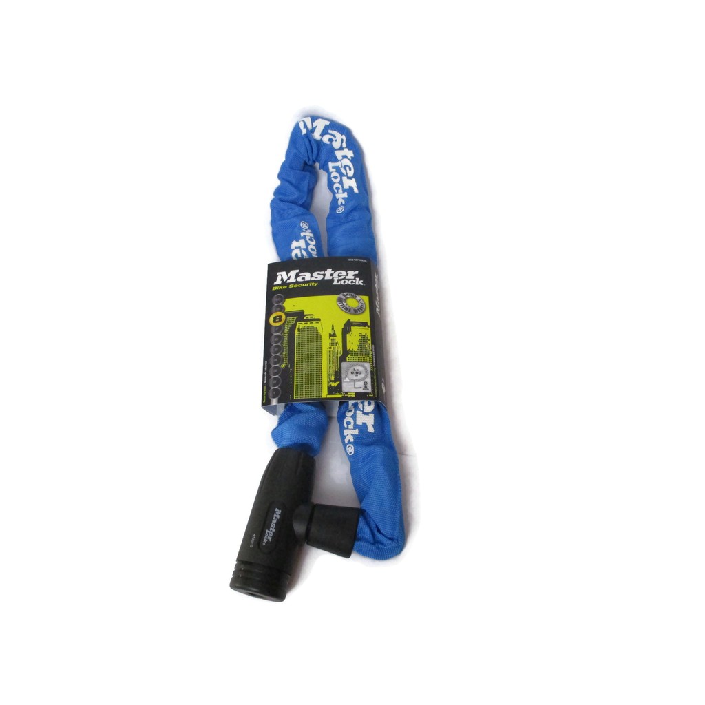 Master Bike Security Chain Level 8 Integrated Keyed Lock (BLUE