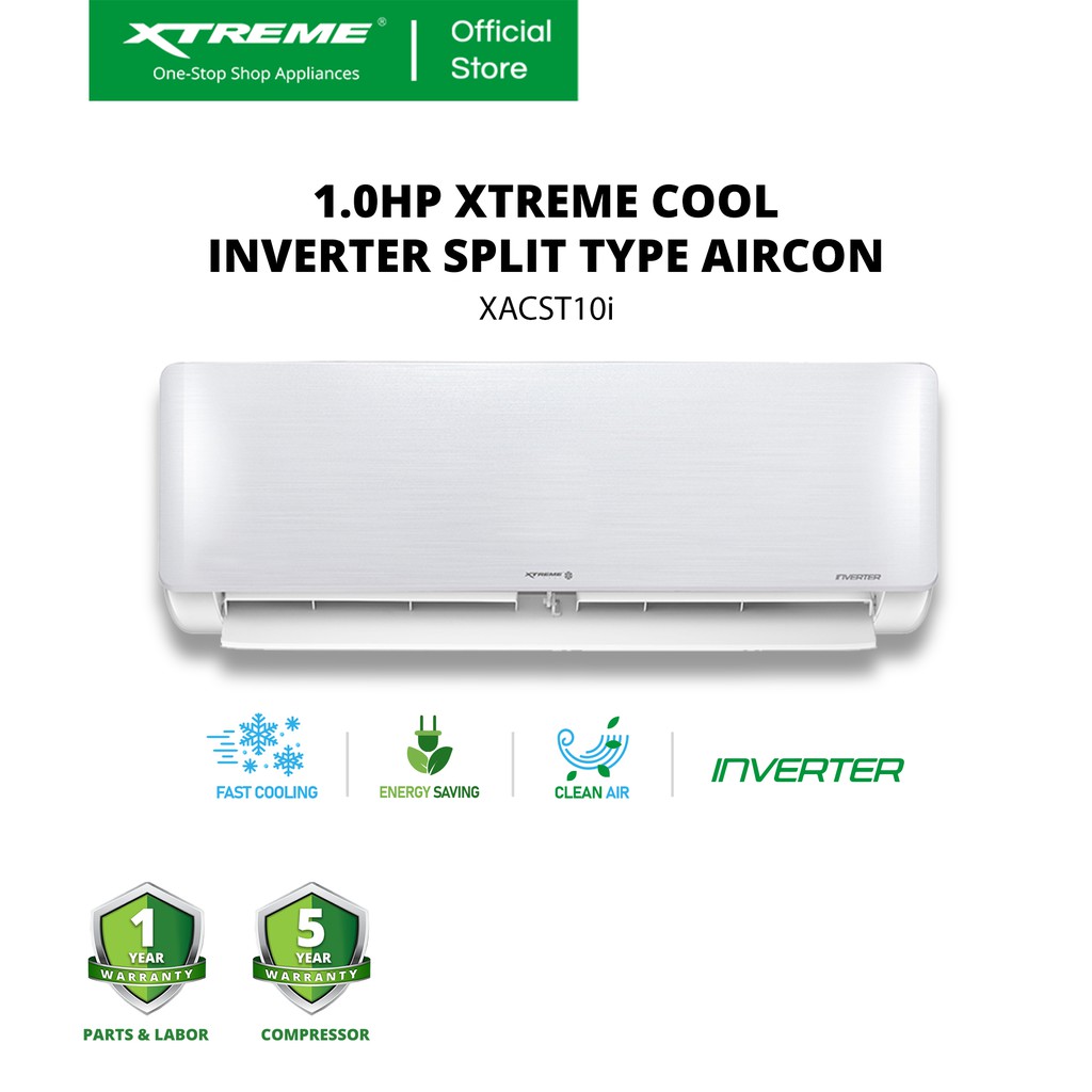 Xtreme Cool 1 0hp Inverter 2 Way Draining Connection Split Type Air Conditioner Silver Xacst10i Shopee Philippines