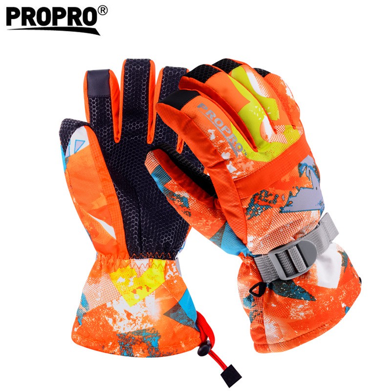 ski gloves orange