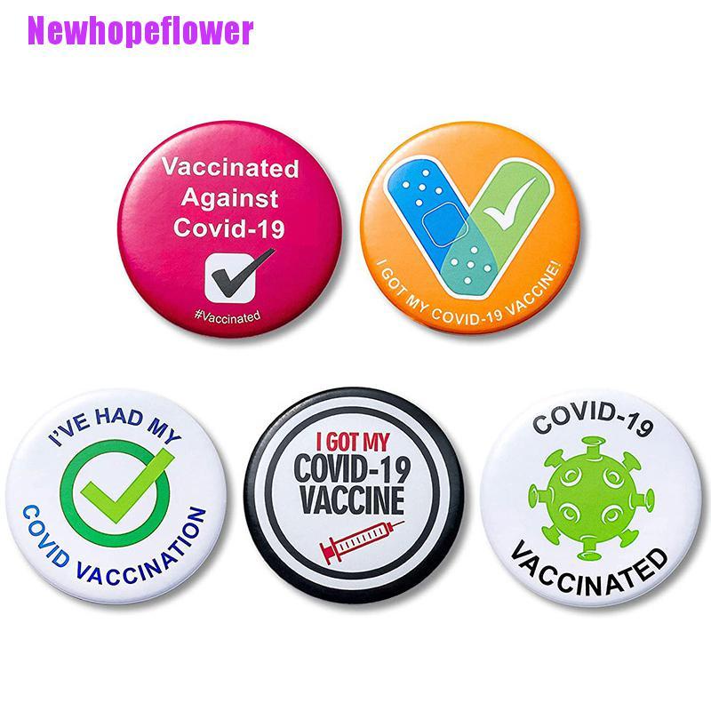 5 PCS Vaccinated Enamel Lapel Pins Badge I Got My Vaccine Buttons Pinback PinBW 