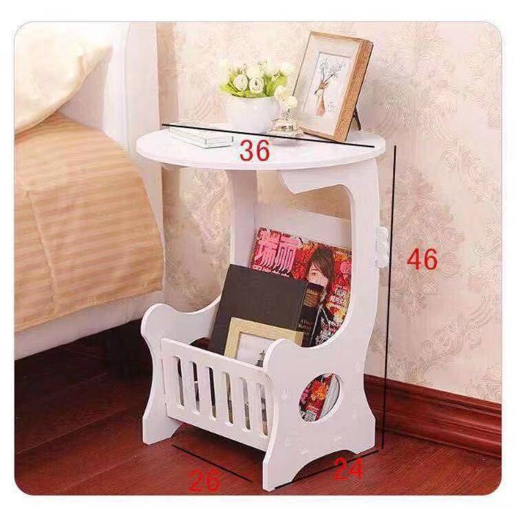 Round Coffee Table Storage Rack Bedroom Side Table | Shopee Philippines