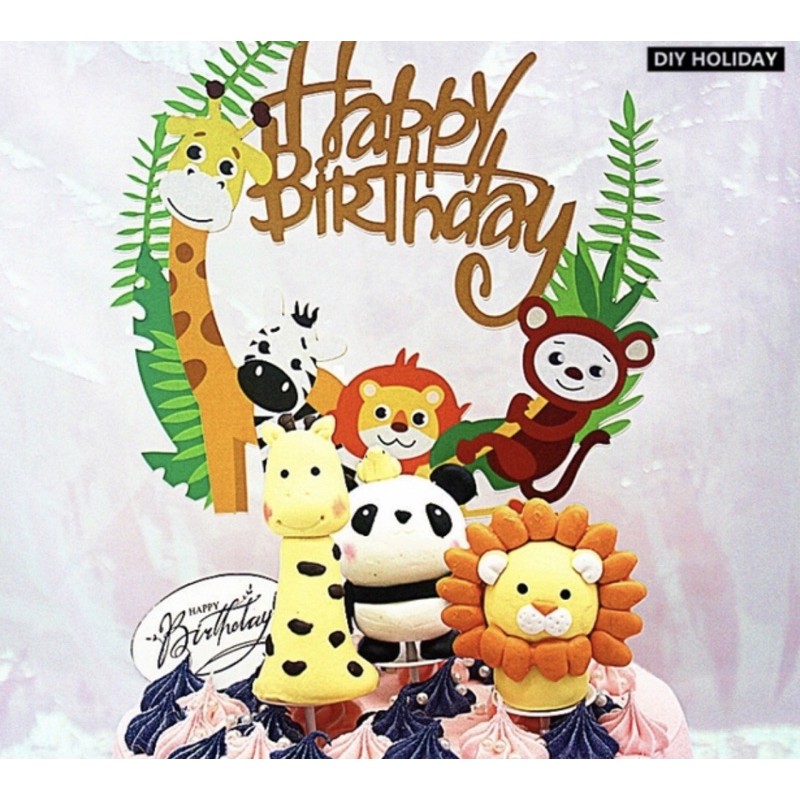 Happy birthday Cardstock animal theme cake topper Shopee Philippines
