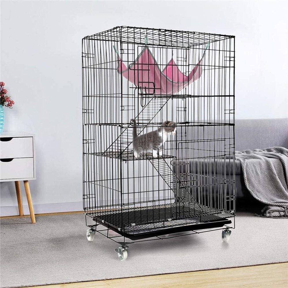 Cat Cage Collapsible 2/ 3 layers Cat Cage With Free Poop Tray Pet Cage Easy Assemble Kitten Cage #4