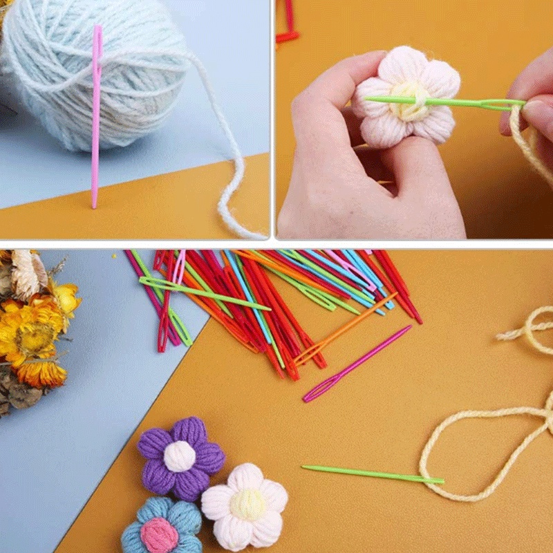 Plastic Needles Knitting Crochet Hooks Tapestry Wool Yarn Needles Children DIY Sweater Weaving
