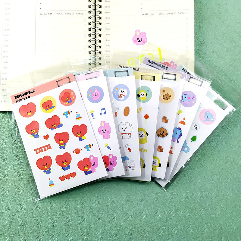 Kpop BTS Stickers Waterproof & Removable Cartoon TinyTAN BT21 Sticker ...