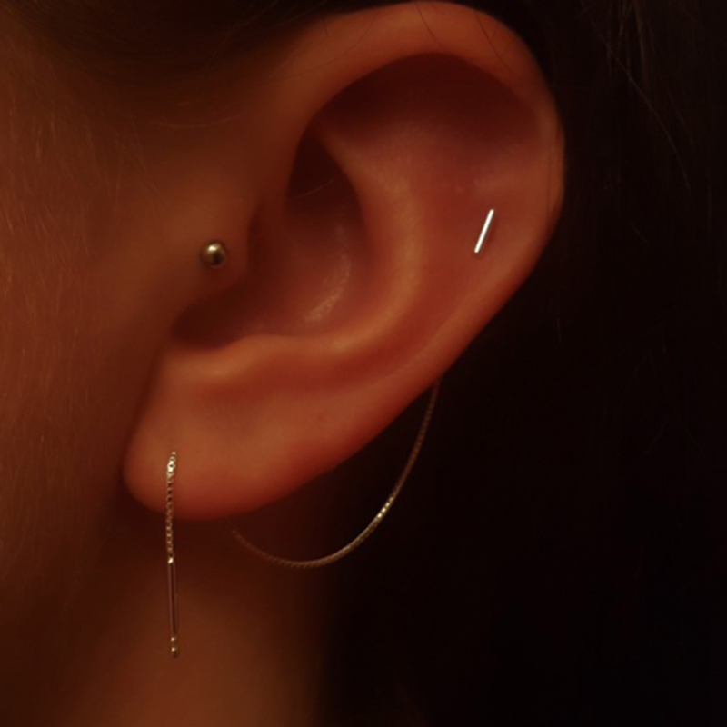 Women Threader earring Minimalist earring Double piercing Two hole