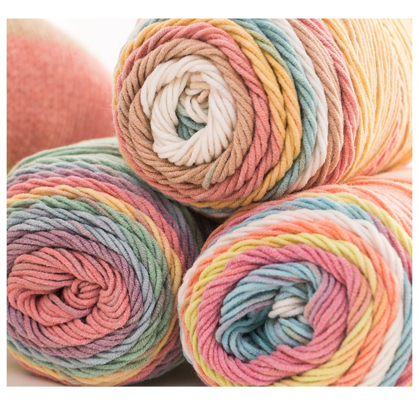 100g Rainbow Cotton Yarn Soft Knitting 