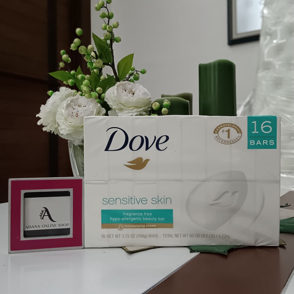 Dove Sensitive Skin fragrance free hypoallergenic beauty bar 106g x 16