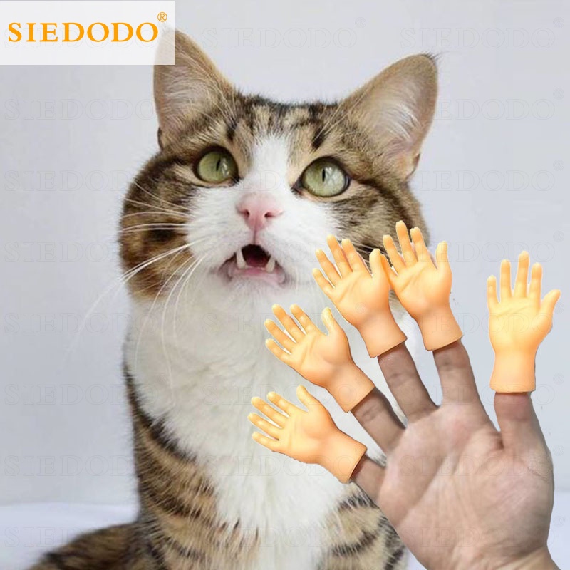 Siedodo Cat Toys Pet Tiktok Funny Cat Toy Rubber Hands Finger Cap Kitten Cat Toy Meme Pet Toys #5