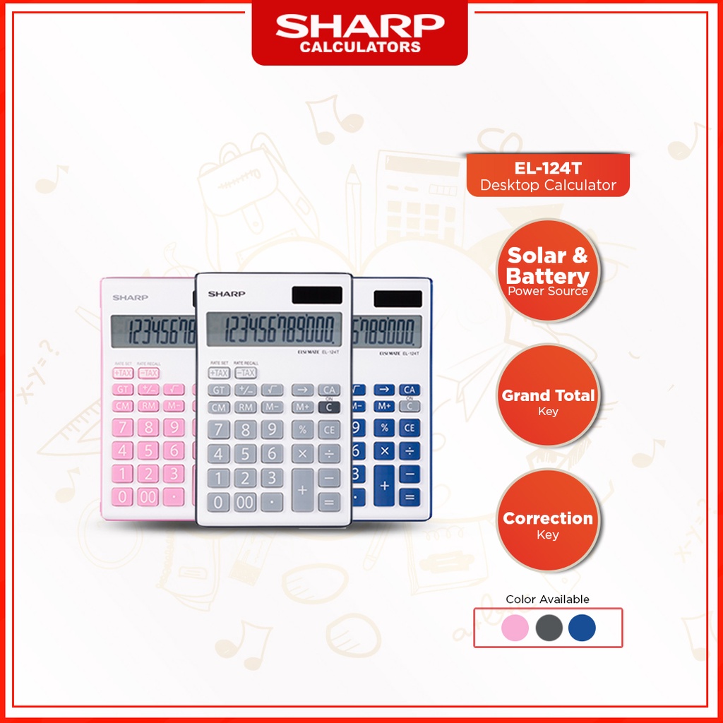 Sharp Calculators EL124T 12 Digit Large Display SemiDesktop