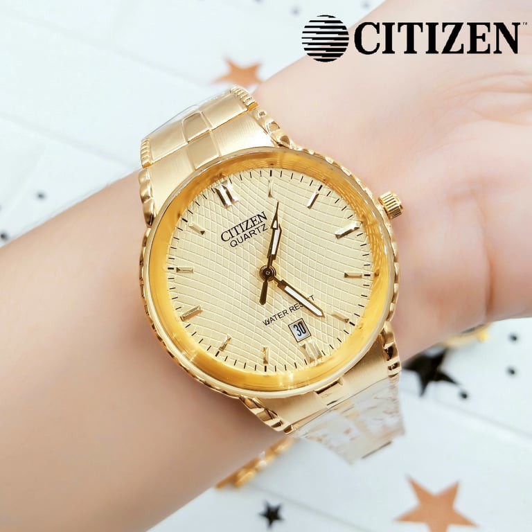 CITIZEN Gold Dial Water resist Women's Elegant & Fashionable watch | Shopee  Philippines