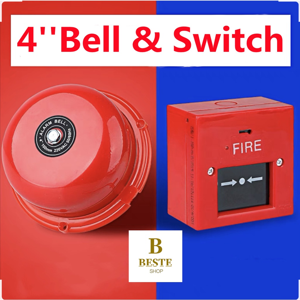 4 inches Fire Alarm Bell 95dB Red Industrial Building Elevator Alarm Bell Home Security Shopee
