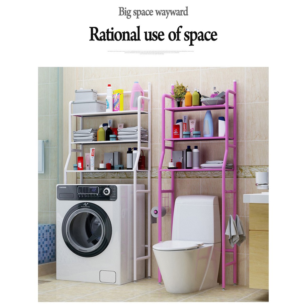 smart organizer bathroom over toilet storage rack (pink) | Shopee ...
