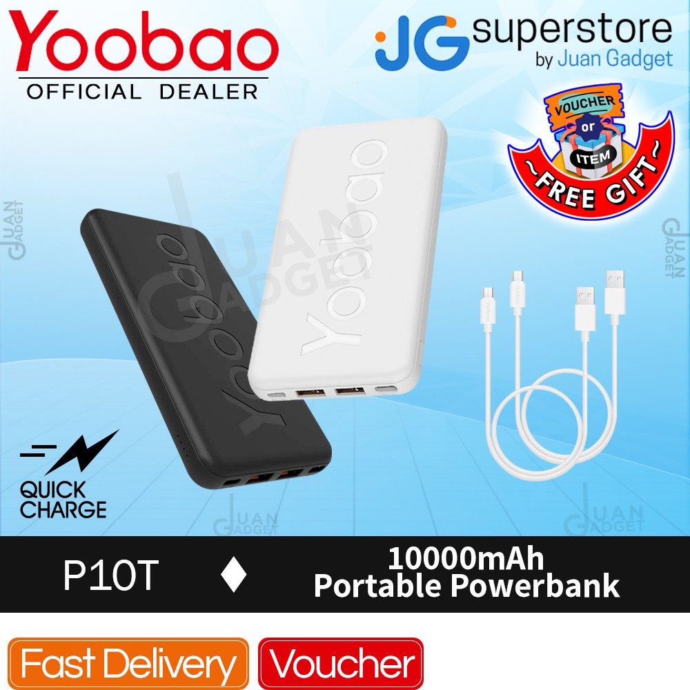 Yoobao P10T Power Turbo 10000mAh Slim Portable Charger; Dual Input or  Output Power Bank for Phones | Shopee Philippines