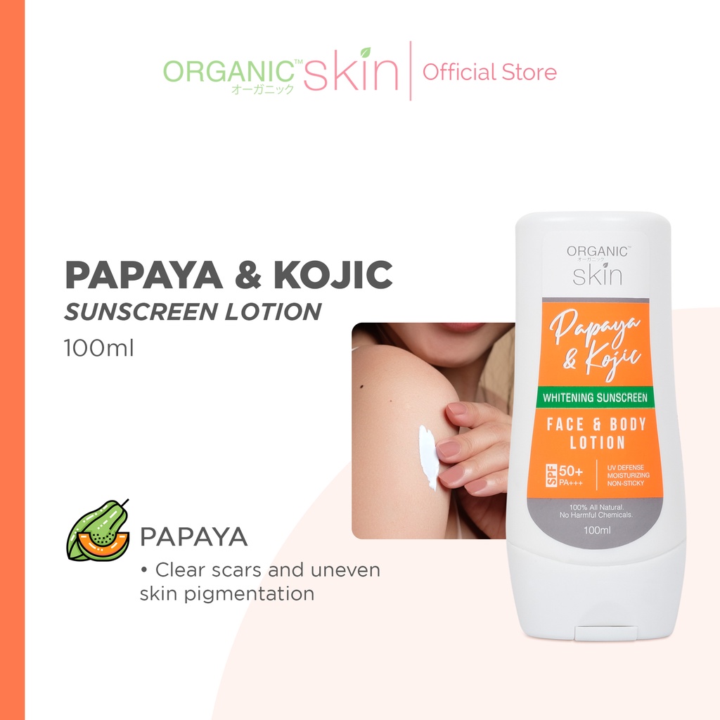 Organic Skin Japan Papaya Kojic Whitening Lotion SPF 50 Sunscreen Face