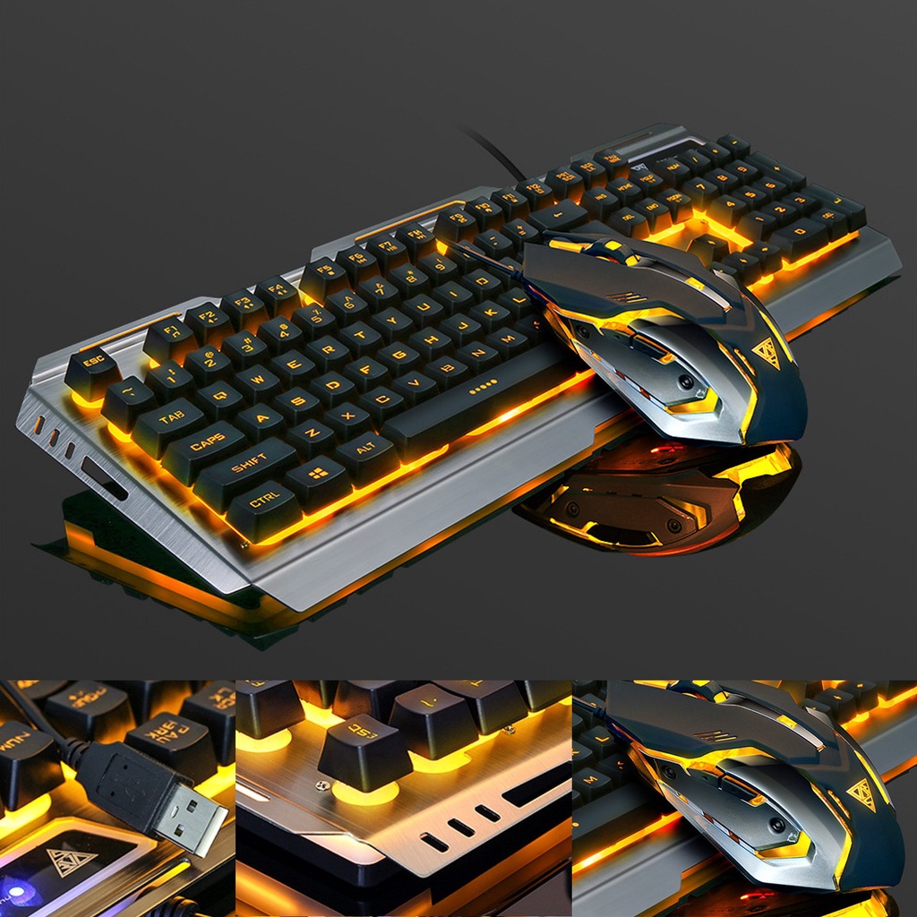 Wired USB ergonomic backlit alloy gaming keyboard Game mechanical