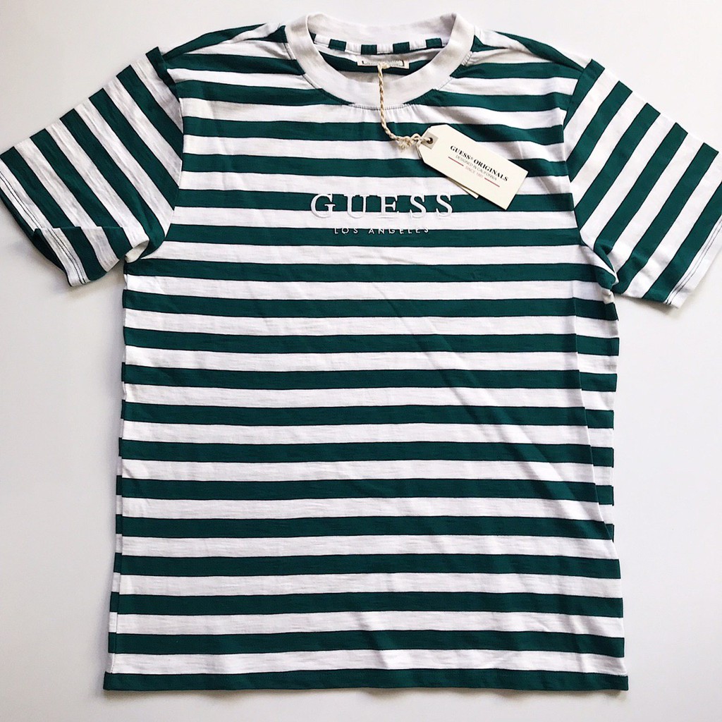 guess t shirt striped green