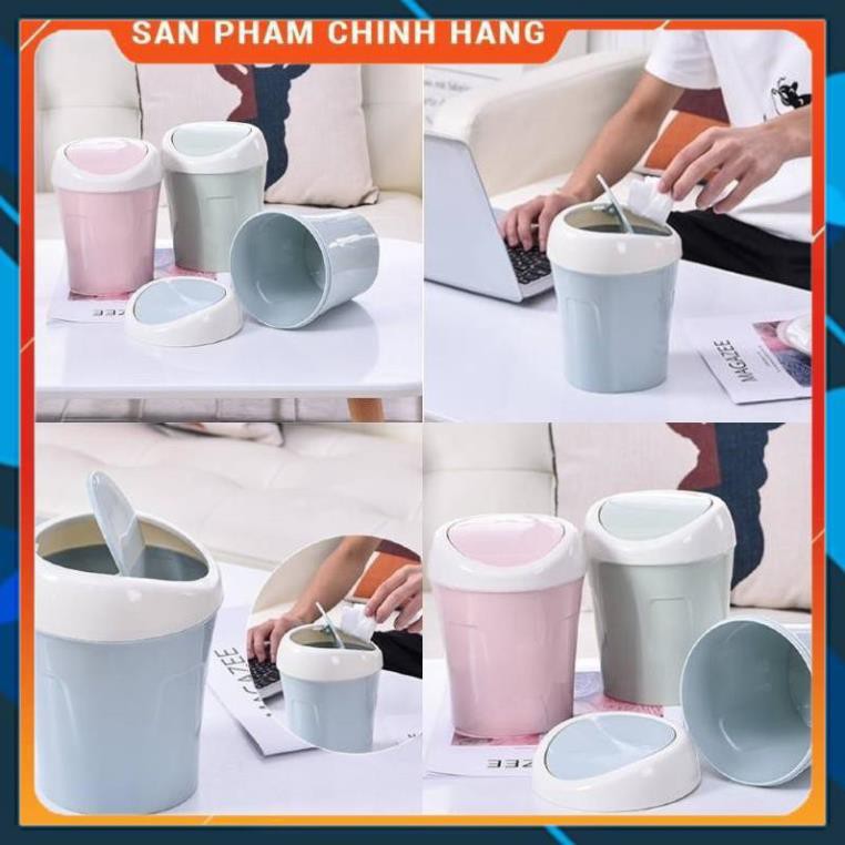 GENUINE Mini office trash can with flip lid, baby desk trash can flip