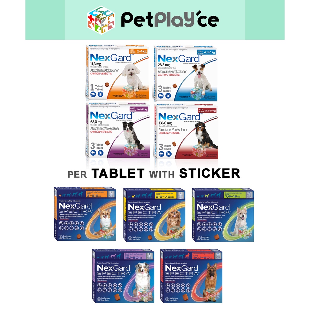 NexGard and NexGard Spectra per Tablet with Sticker Anti Tick & Flea