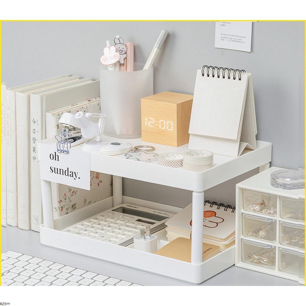 2 Layers Cosmetics Storage Rack Office Shelf Desk Organizer Stationary Container Sundries Stand $cJ