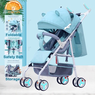 Leycus 90kg Baby Stroller, Folding 360 Rotating Handle Inner Width 38cm Reclining Light