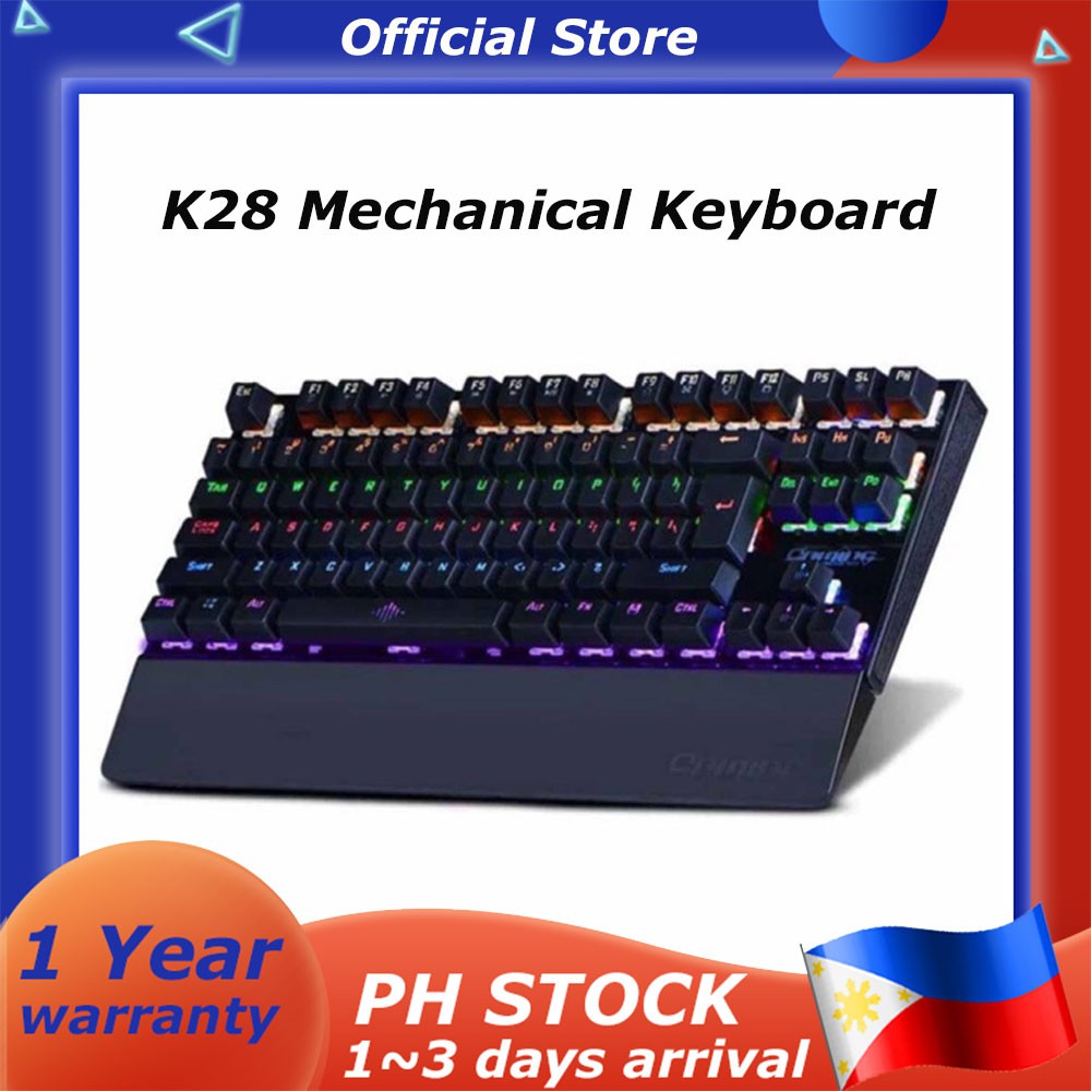 【PH STOCK】K28 Gaming Keyboard Backlit Mechanical 87 Keys Colorful LED