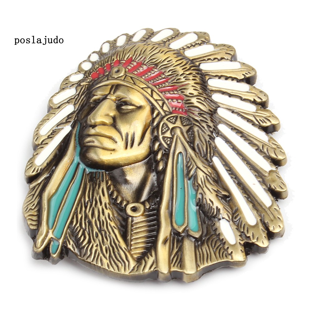 feathered indian belt buckle