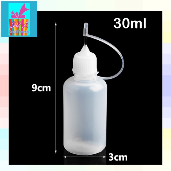 GLUE APPLICATOR / 30ML PLASTIC BOTTLE / FINE TIP / WHITE / REFILLABLE
