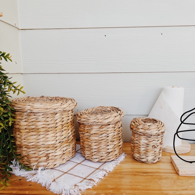 Storage Basket set of 3 with lid (Elois) Shopee Philippines