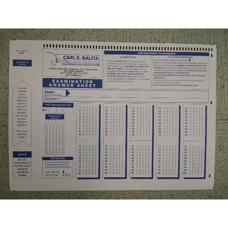 CBRC Scantron Sheets | Shopee Philippines