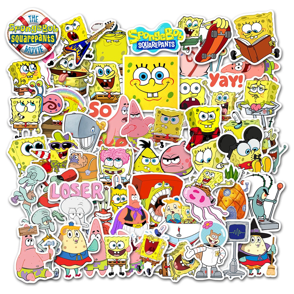 50 pieces/set of SpongeBob SquarePants series graffiti stickers luggage ...