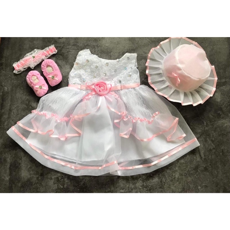 1 Set of Baptismal Dress Baby Girl Dress Raffles Designs Set Baby Dress