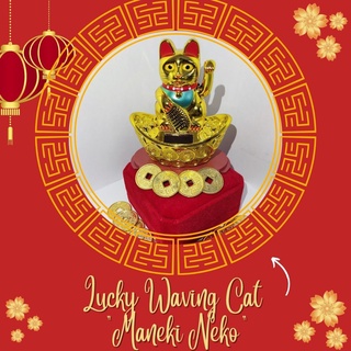 100% Authentic Lucky Waving Cat ”Maneki Neko” Solar Lucky Cat