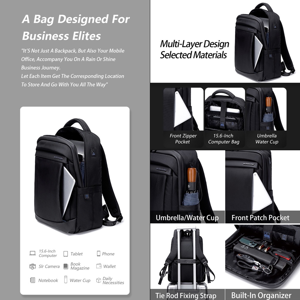 Arctic Hunter City Hunter Series B00478 Water Reistant Anti Theft Backpack 15.6" Laptop Compartment - Image 4