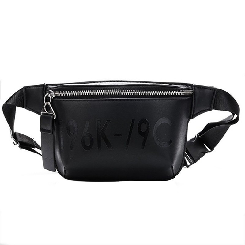 black fanny pack leather