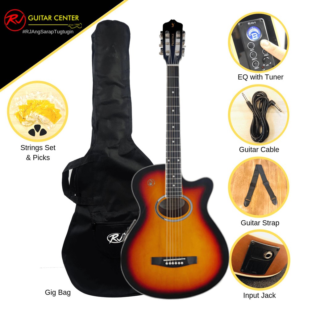 RJ Guitars RJ Deluxe Acoustics Prestige folk Guitar Package